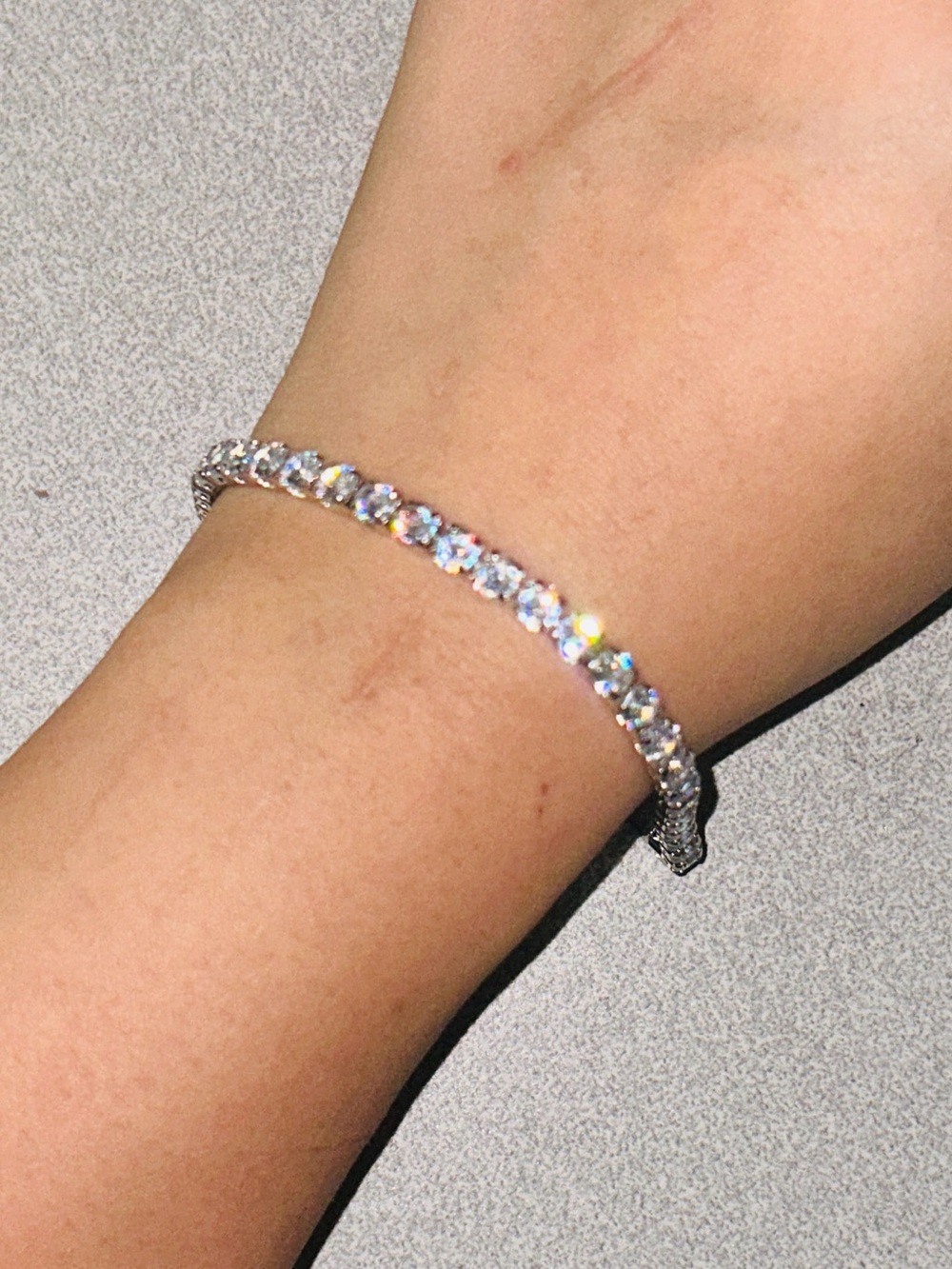 Clear Crystal Tennis Bracelet in Silver Tone